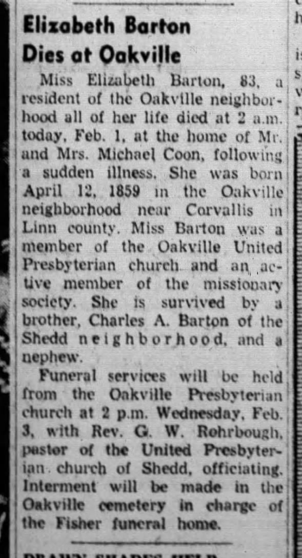 obit for Elizabeth Barton